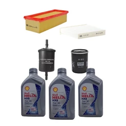 Kit Revisão 3 Litros de Óleo Shell Helix 5W30 HX8 Sintético + Kit de Filtros Mann Filter Fiat Mobi Flex 2017 em diante