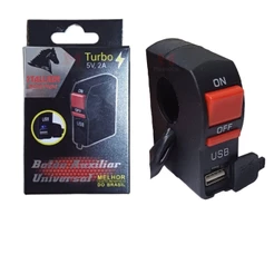 Botão Auxiliar Universal Moto Liga e Desliga Com Carregador Turbo Usb Celular Gps - Stallion