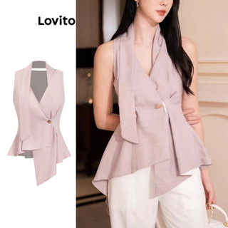 Lovito Elegante Regata com Cinto e Botões para Mulheres L76AD061