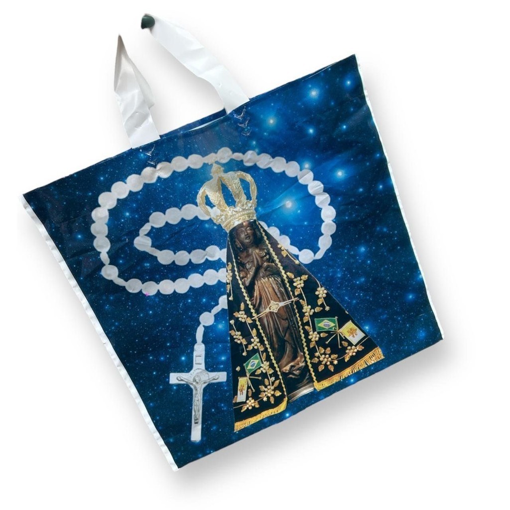 Kit 12 Sacolas Plástico Nossa Senhora Aparecida Lembrancinha