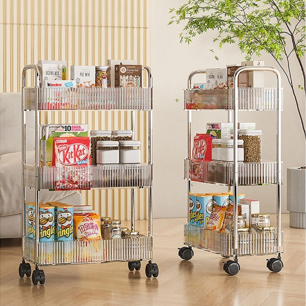 Estante Com 3 Prateleiras Carrinho Com Rodinhas Organizador versátil Para Cozinha Banheiro Quarto em Oferta na Shopee