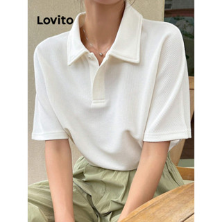 Lovito Casual Camiseta Polo de Malha para Mulheres L80ED108