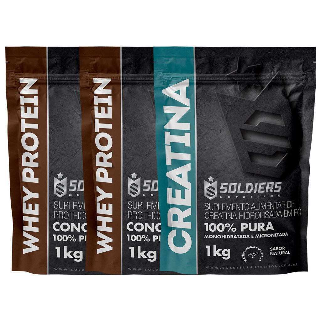 Kit: Whey Protein Concentrado 2kg + Creatina 1kg Soldiers Nutrition Força Performance