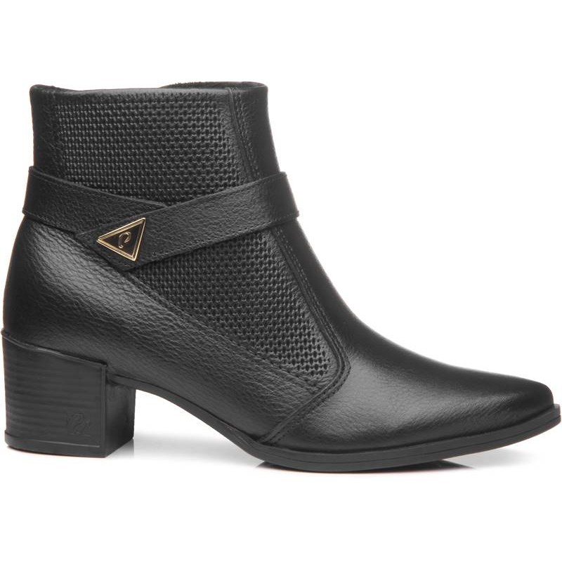 Bota Feminina Coturno Pegada Cano Baixo Bico Fino Salto Baixo Confortável Couro Outono Inverno