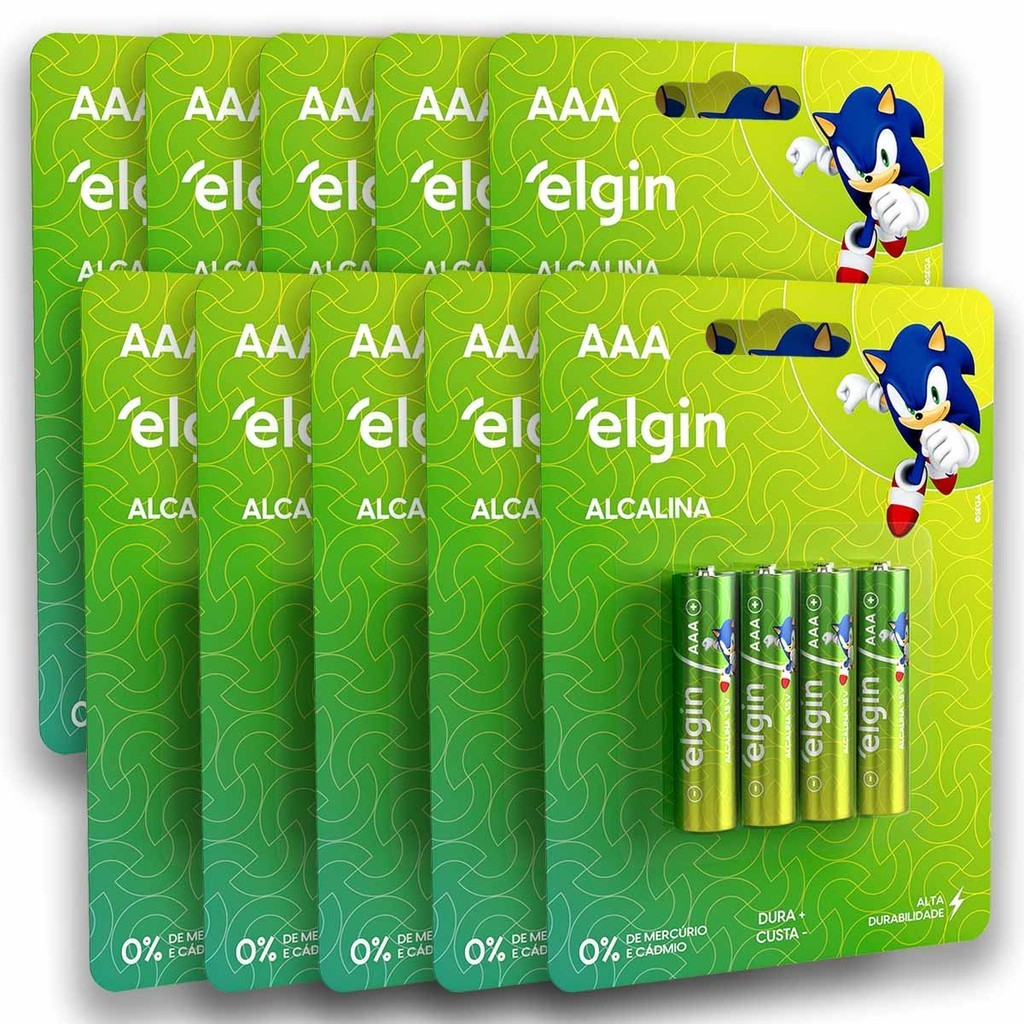 Pilha Alcalina AAA Elgin Bateria 3A Palito kit 40 unidades - Home Appliances