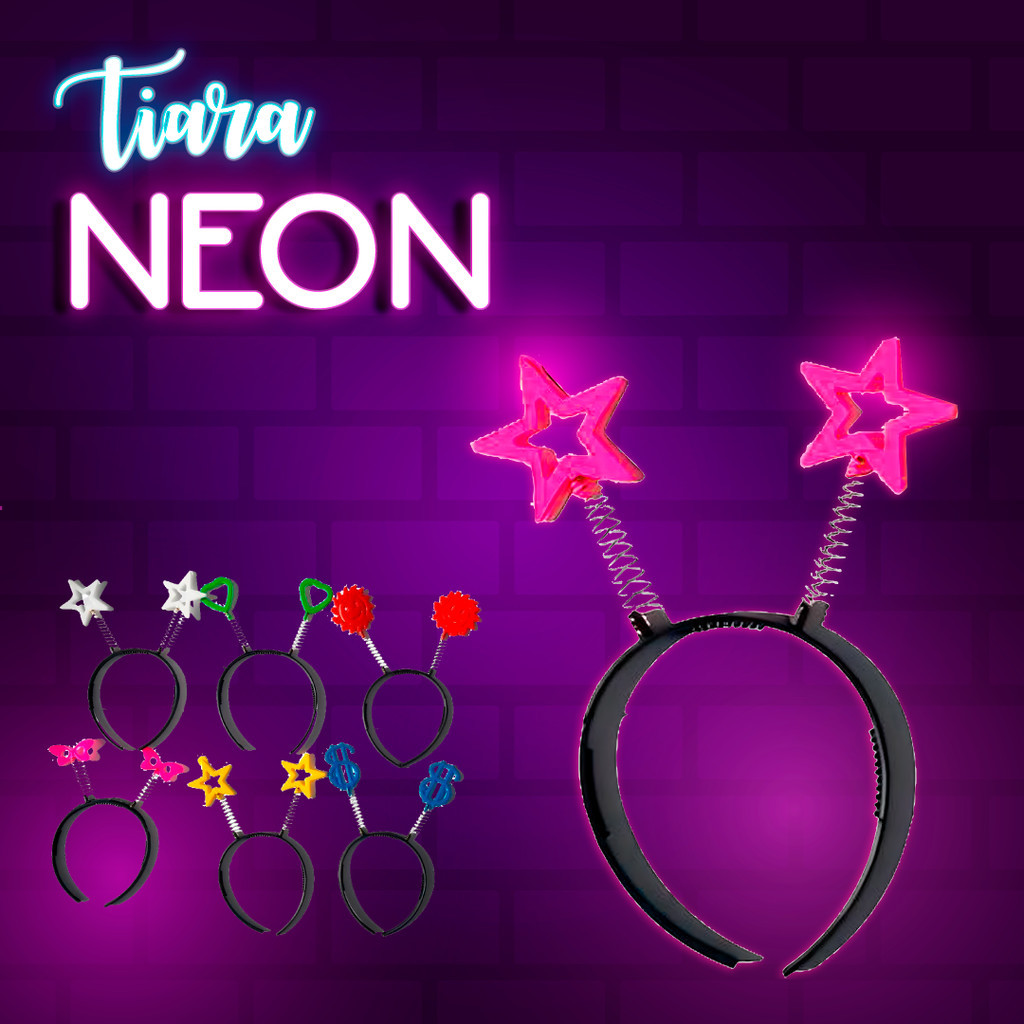 Kit 10 Unidades Tiara Neon Para Festas Eventos Baladas