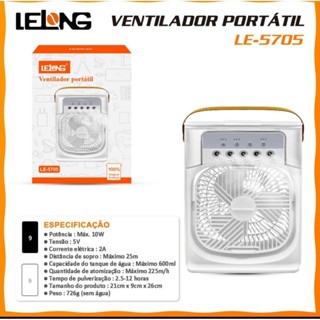 Ar Ventilador Umidificador Portátil Com Led Lelong 10W Original