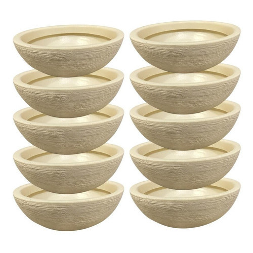 Kit 10 Bacias para Plantas Bege de Polietileno 32x11cm