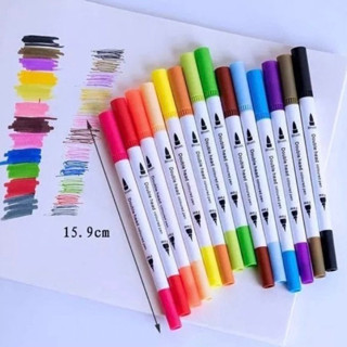 Kit 12 Ou 48 Cores Brush Pen Lettering Ponta Dupla Fina E Pincel /Lettering Canetinha/Colorido Art Marker Set para Esboç em Oferta na Shopee