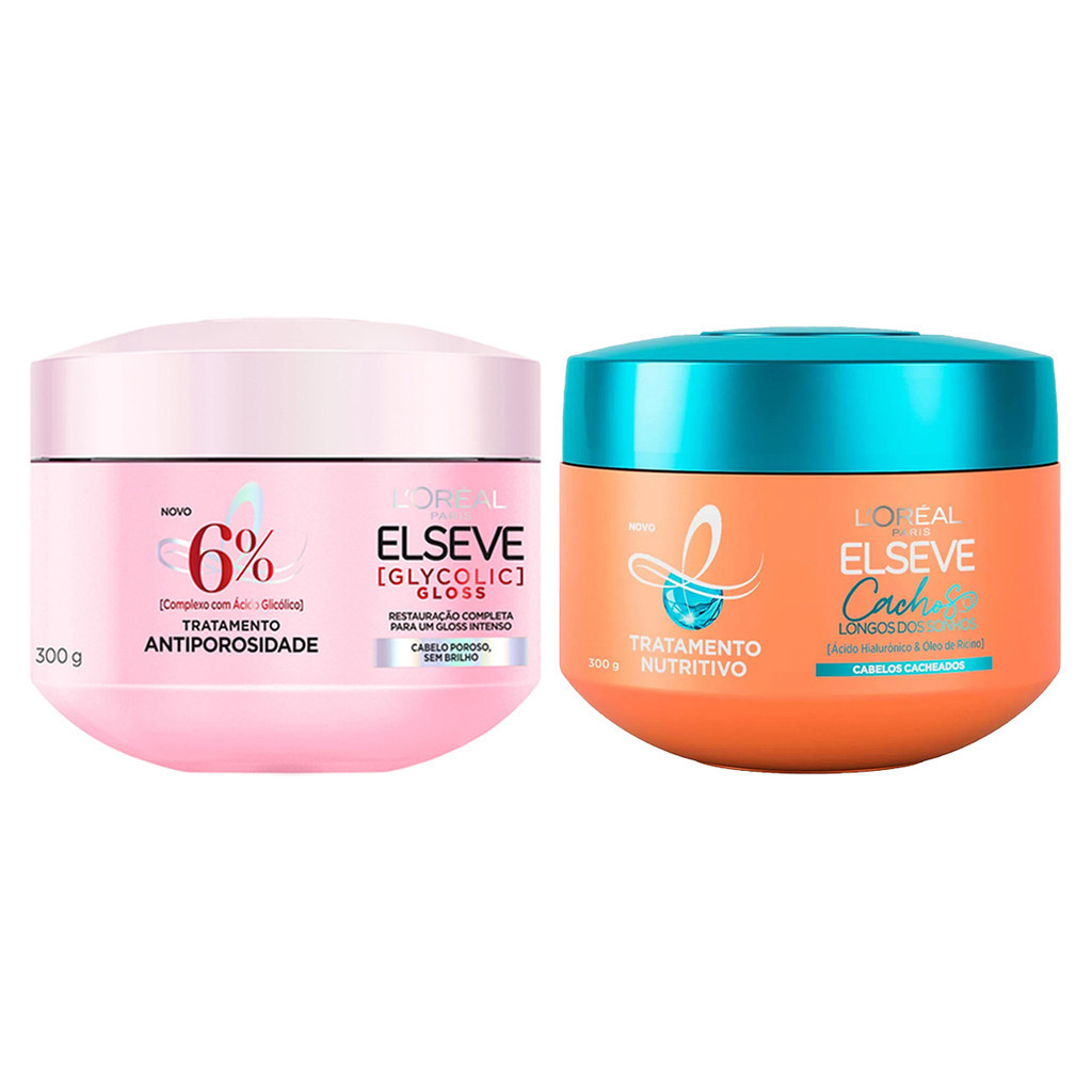 MÁSCARA GLYCOLIC GLOSS + MÁSCARA CACHOS DOS SONHOS ELSEVE em Oferta na Shopee