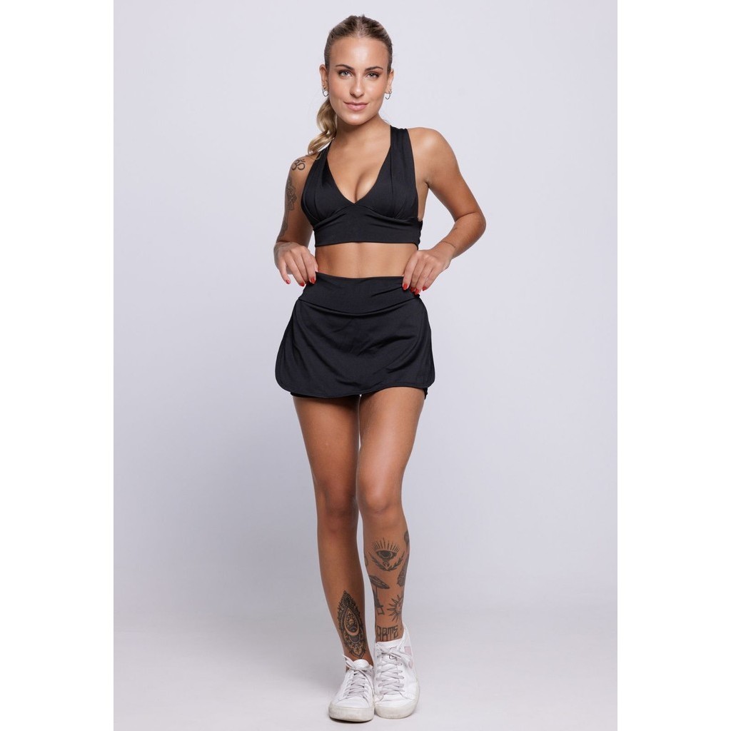 Conjunto Fitness Feminino Top Bojo e Short Saia Roupas para Academia