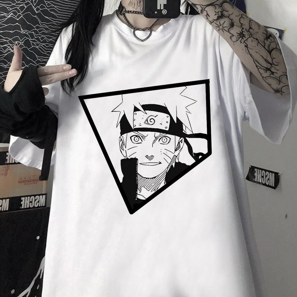 Camisa Mangá Anime Naruto Camiseta Feminina Masculina Branca