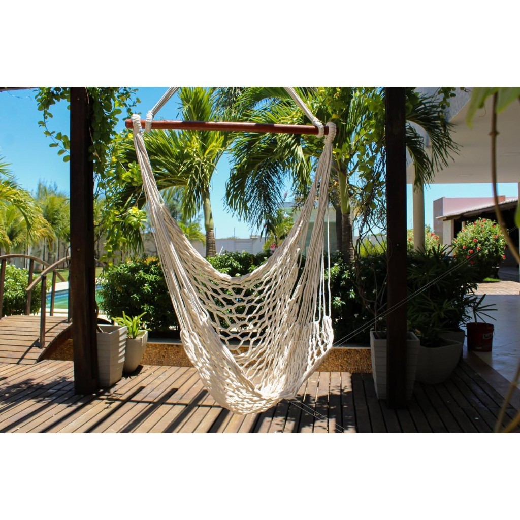 Rede Cadeira Balanço Descanso Teto Suspensa Trançada Reforçada Com Varias Cores