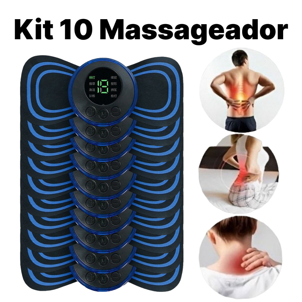 KIT 10 Mini Massageador Elétrico Portátil Cervical EMS Alivia Dores Corpo Pescoço