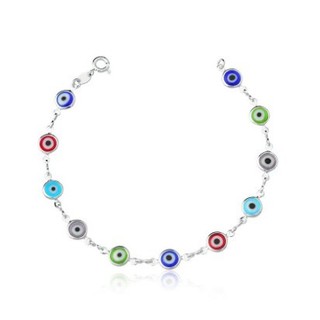 Pulseira olho grego prata 925 colorida em Oferta na Shopee