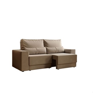 Sofá 3 Lugares Retrátil Sochi Suede Bege em Oferta na Shopee