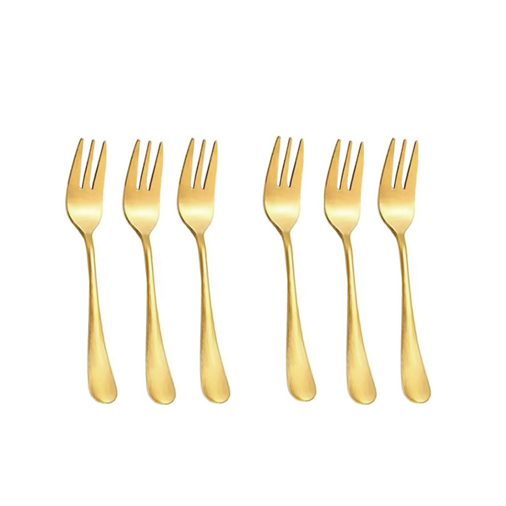 Garfo de Sobremesa Bolo Dourado Talheres Inox Bar Buffet 6un em Oferta na Shopee
