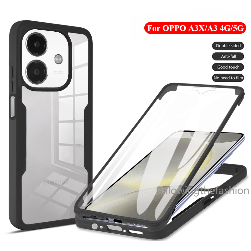 Para Oppo A3X 5G 2024 A3 A3X A40 A40M 4G Capa De Telefone 360 ° Acrílico Dupla Face Protetor Completo Com Proteção De Le