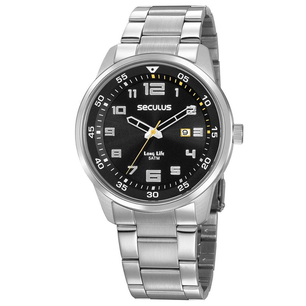 Relógio Seculus Masculino Prata com Pulseira de Aço Original