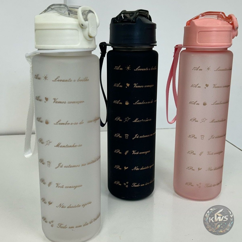 Garrafa De Água Fosca 750ml Esportes Homens e Mulheres com Frases Motivacionais e Canudo - Cores Aleatórias em Oferta na Shopee