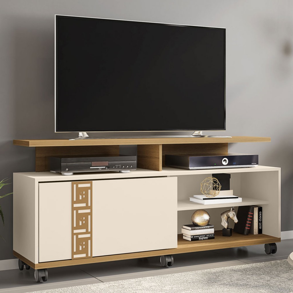 RACK PARA TV 52 POLEGADAS 1 PORTA TOPáZIO CINAMOMO/OFF WHITE - MóVEIS BECHARA - Home & Living