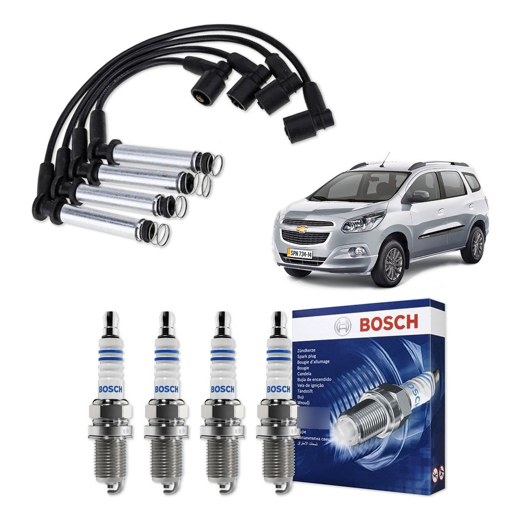 Kit Cabo E Vela de Ignição Original Bosch Chevrolet Spin 1.8 8V Econo.Flex 2012 A 2016