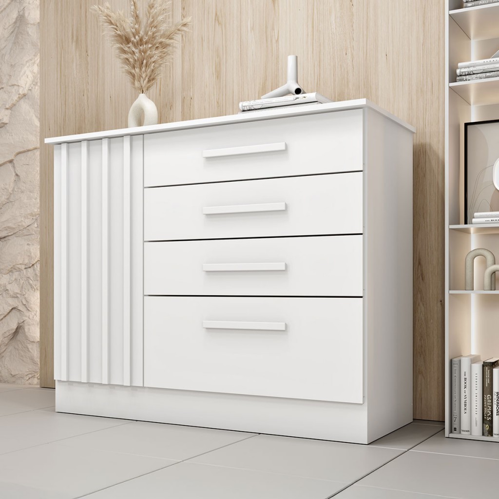 Cômoda Guarani 1 Porta 4 Gavetas Ripado - Tcil Móveis em Oferta na Shopee