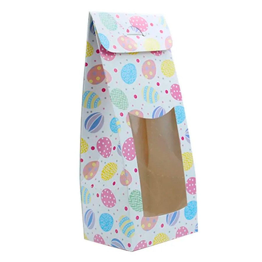 Caixa Sacolinha com Visor P - (7,5cm x 19cm x 6cm) Páscoa Branca - 10 unidades - ASSK - Rizzo