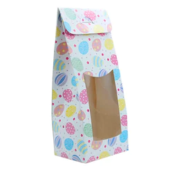 Caixa Sacolinha com Visor P - (7,5cm x 19cm x 6cm) Páscoa Branca - 10 unidades - ASSK - Rizzo