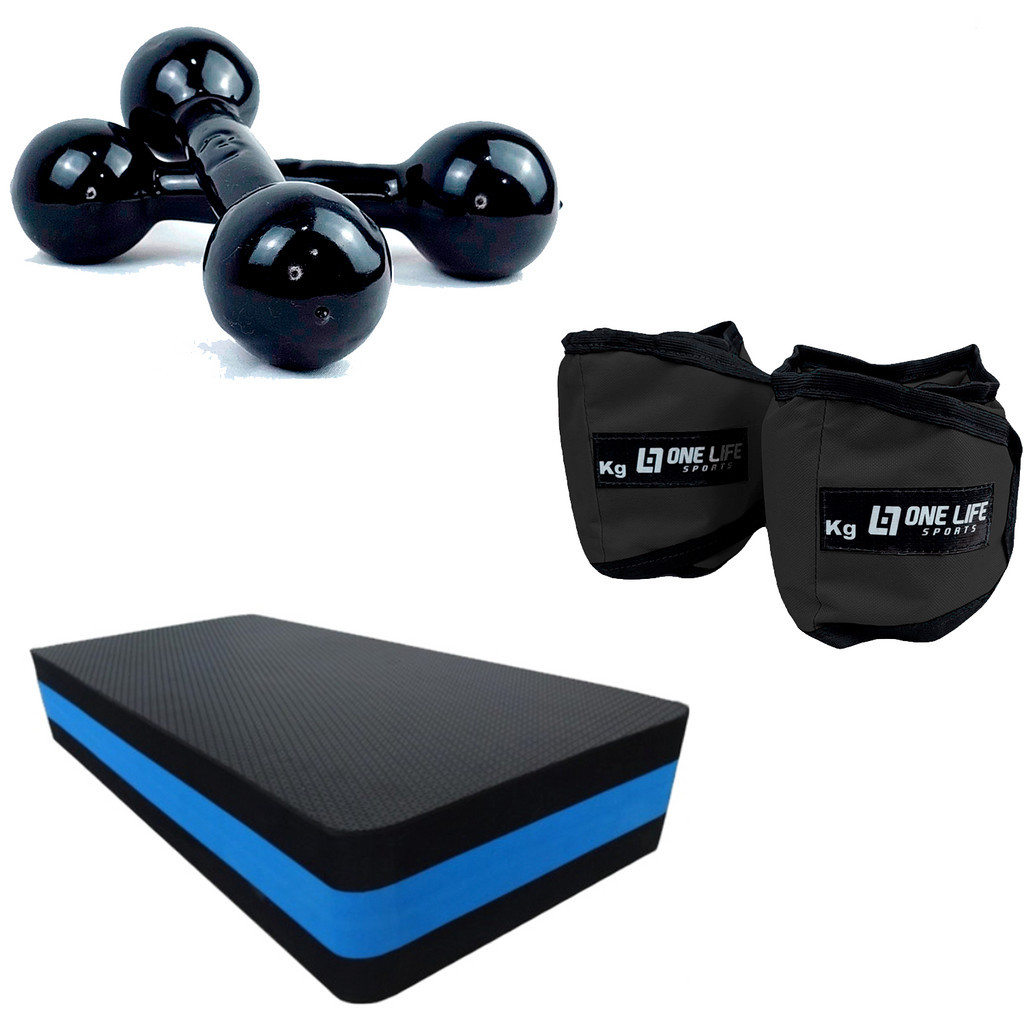 Kit Aeróbico Caneleira 5 Kg + Step Em Eva + Halter 3kg