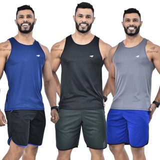 kit 4 Camiseta Regata Dry Fit Masculina long Premium Fitness para Treino e Academia