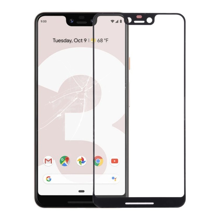 【 Ready Stock 】 Front Lente De Vidro Exterior De Tela Para Google Pixel 3 XL (Preto)