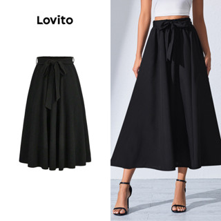 Lovito Saia de Amarração Lisa e Elegante para Mulheres LBL08072