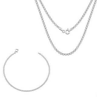 Conjunto Colar e Pulseira Feminina de Prata 925 Bismark 40cm 2mm