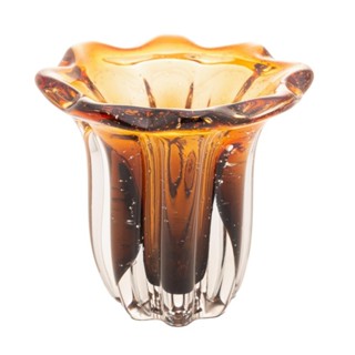 Vaso Wolff Italy de Vidro Âmbar e Marrom 14,5cm x 13cm