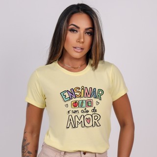 Blusa T-shirt Camiseta Básica Amarela - Professor Educação 3