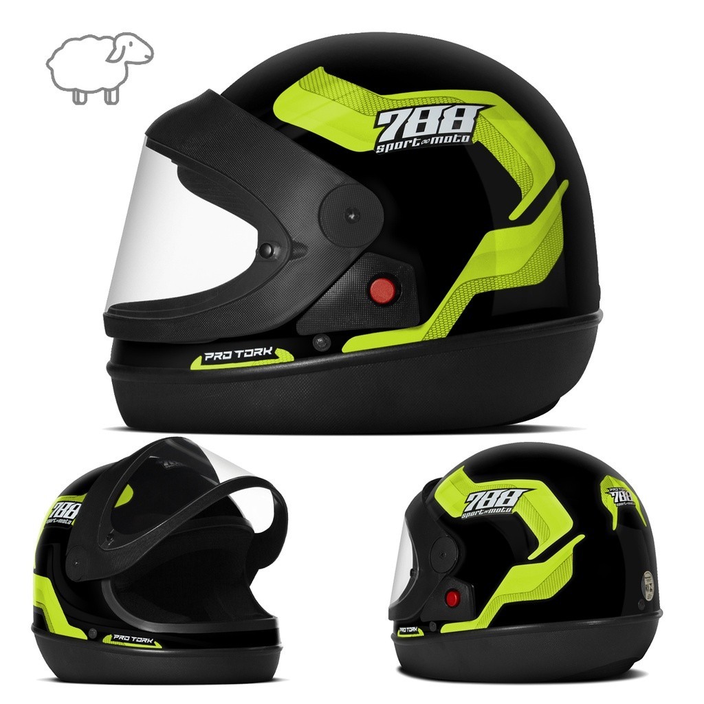 CAPACETE SPORT MOTO 788 Fechado Automatico Barato Pro Tork Masculino Feminino Moto Amarelo