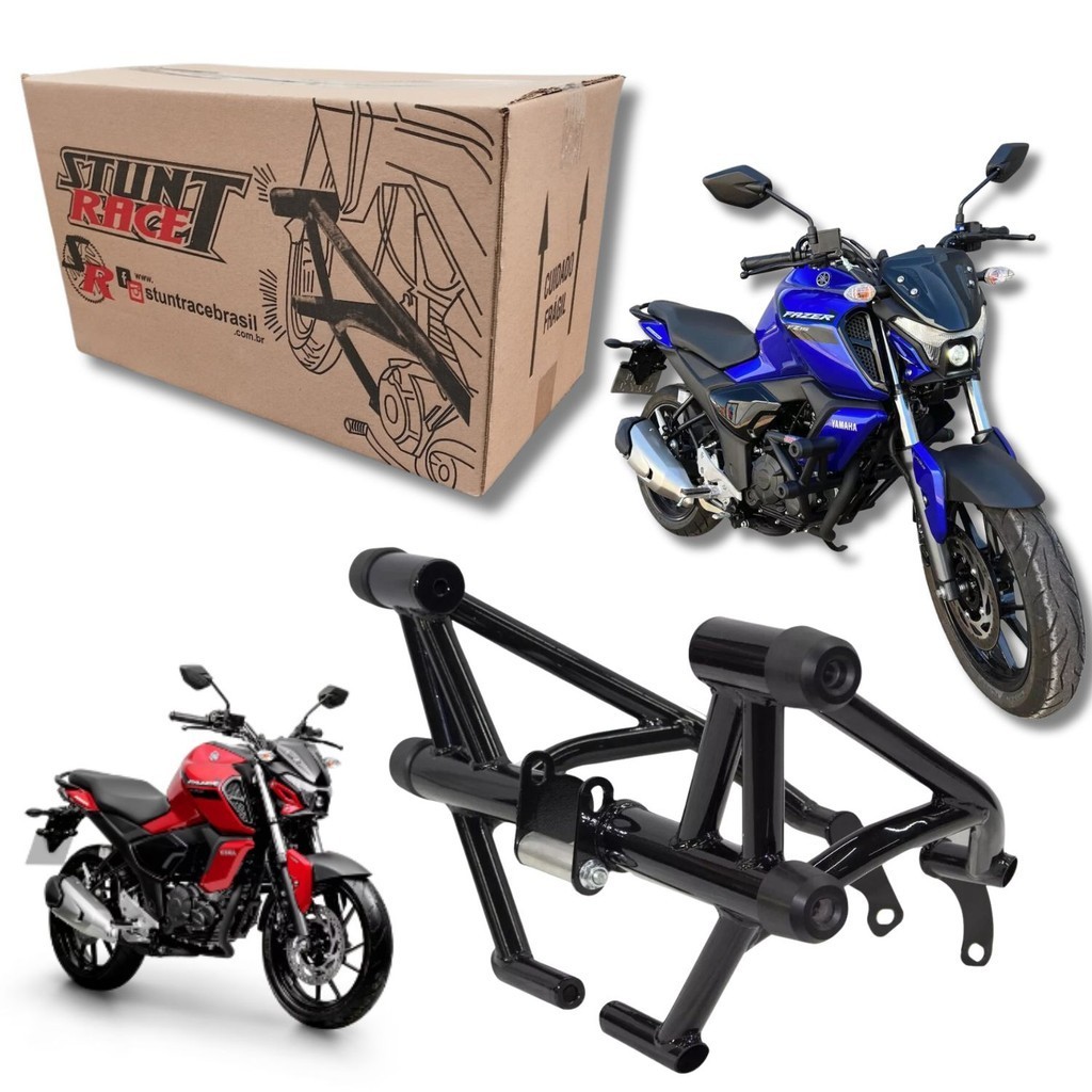 PROTETOR MOTOR CARENAGEM STUNT RACE NOVA FAZER 150 FZ15 2023 2024 PRETO BRILHO