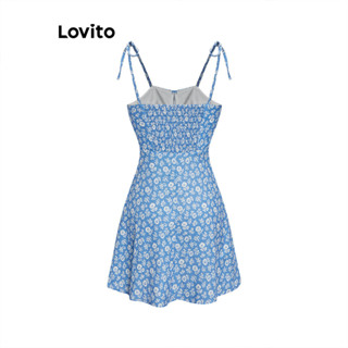 Lovito Casual Vestido Feminino Floral Amarrado L68ED355 (Multicolorido)