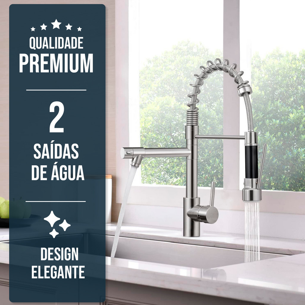 Torneira Cozinha Gourmet Monocomando Com Spray Extensor Flexível Cozinha Torneira Cozinha