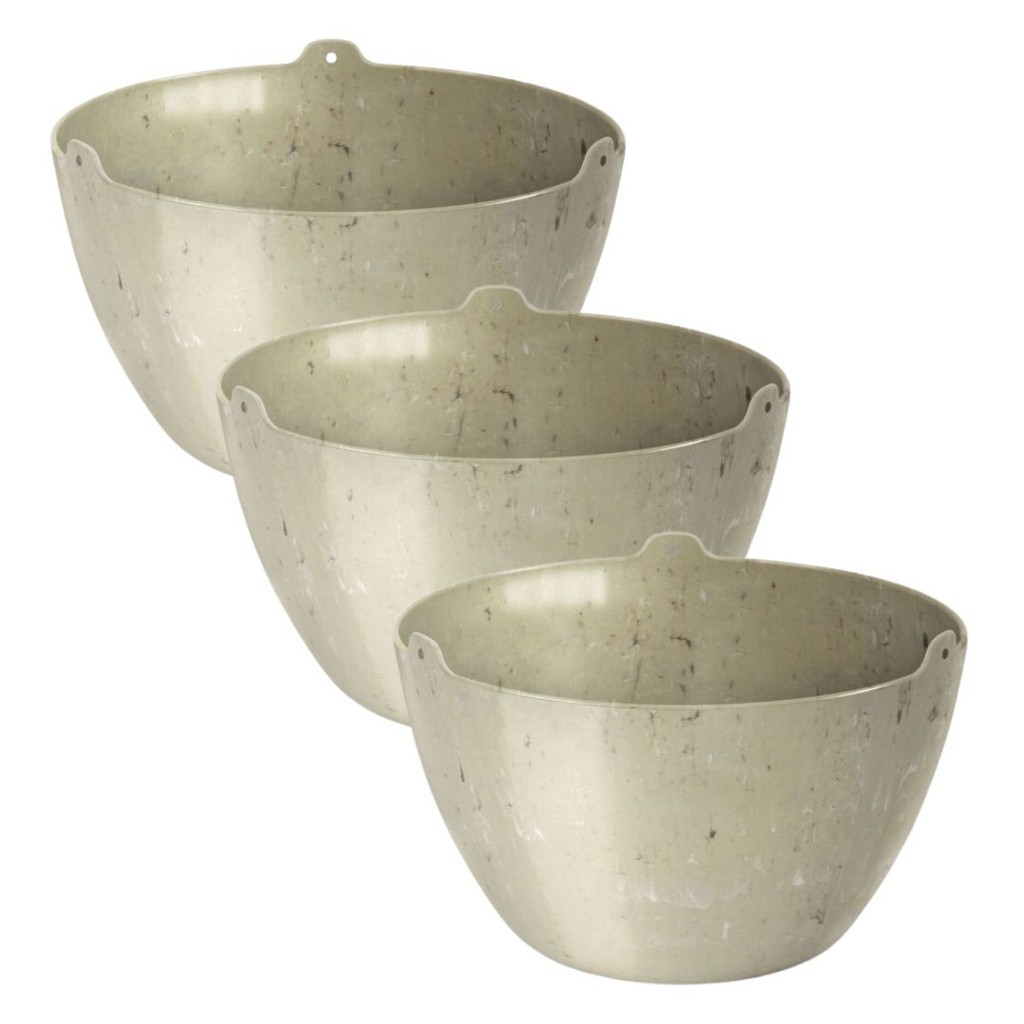 Kit 3 Vaso Cuia Cachepô Elegance Cuia Com Alça 01 Travertino Grande Para Decoração e Plantas Pendentes - Nutriplan