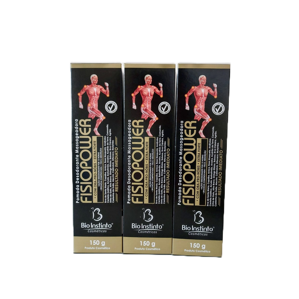 Kit 3un Pomada Massageadora FISIOPOWER 150g - Bio Instinto em Oferta na Shopee