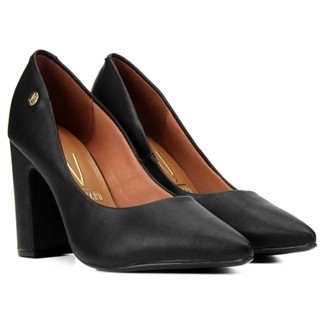 Scarpin Vizzano Bico Fino Salto Bloco Alto - Preto em Oferta na Shopee