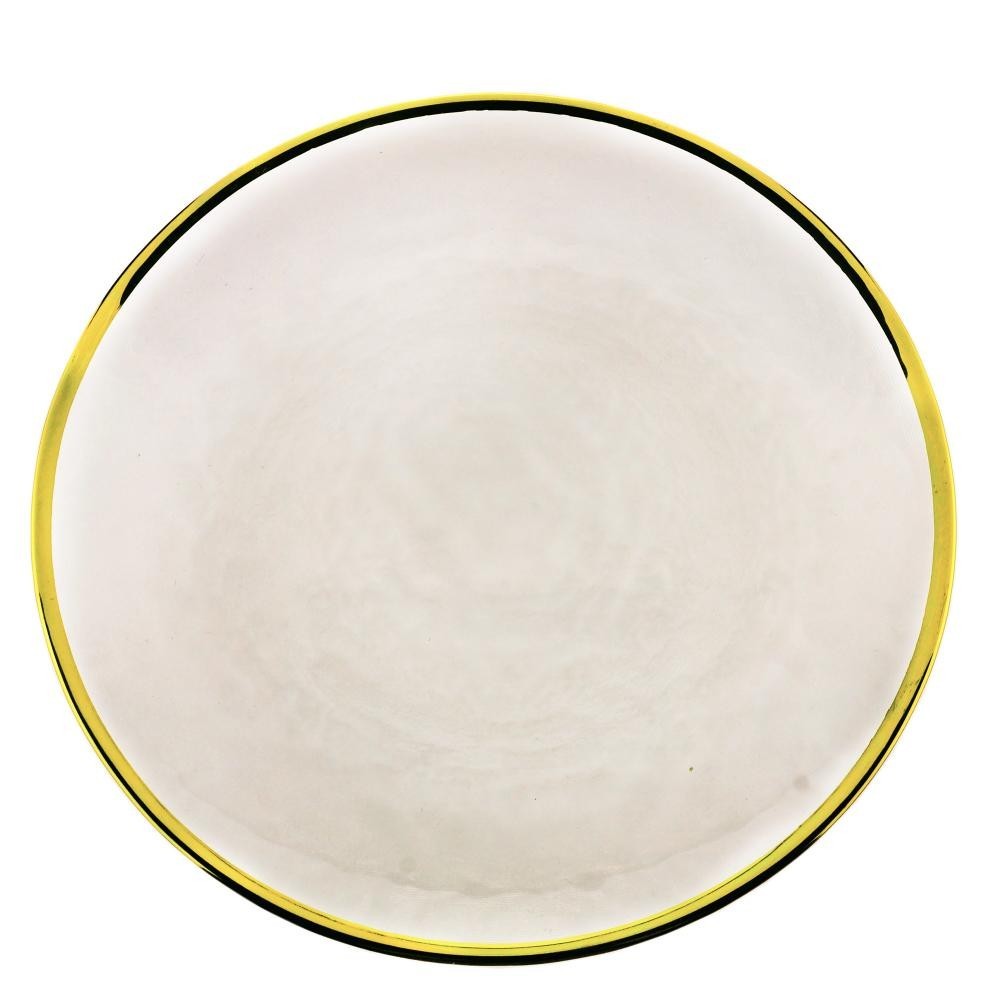 Prato para Sobremesa Wolff de Cristal Dourado Agate 21cm - Home & Living