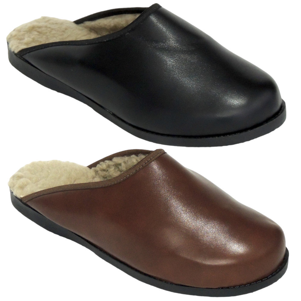 Kit 2 chinelo de pelo pantufa forrado com lã de couro sintético inverno tradicional antiderrapante confortável quente