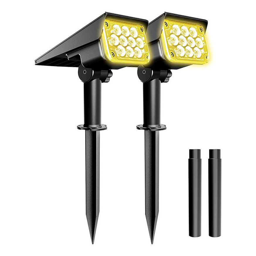 Kit 2 Luminária Spot Solar Jardim Luz Branco Quente Colorido  alta qualidade