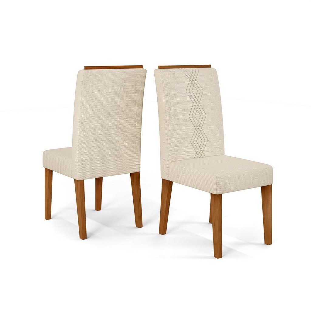 Conjunto Kit 2 Cadeiras de Jantar DJ Móveis Yasmin Freijó Linho Neve em Oferta na Shopee