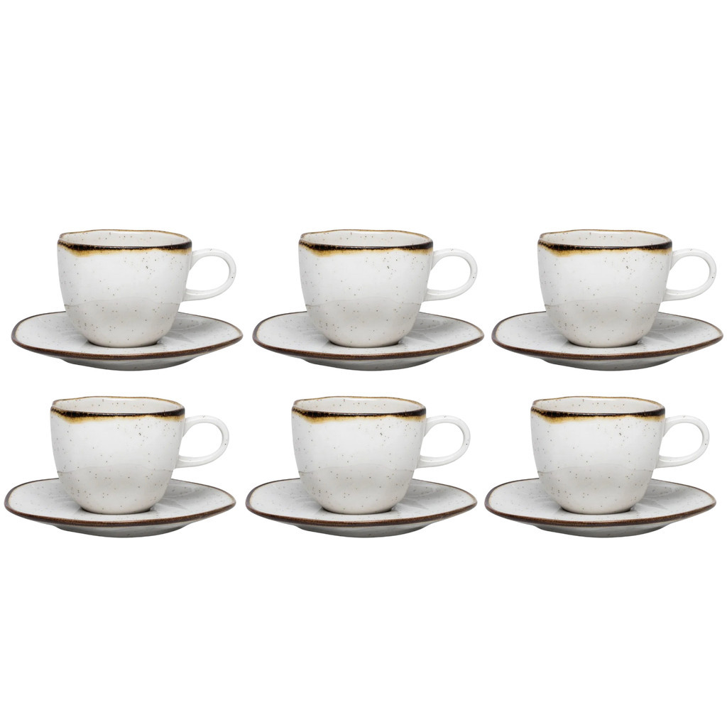 Jogo de Xicaras Chá Café Com Pires 6pcs Porcelana Ryo Maresia 220ml Oxford em Oferta na Shopee