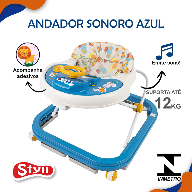 Andador Infantil Com Som Styll Baby Com Regulagem De Altura Até 12kg