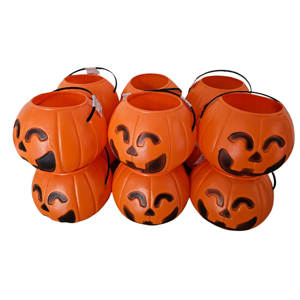 kit c/24 Balde Abóbora 16X13 Decoração Halloween caldeirão